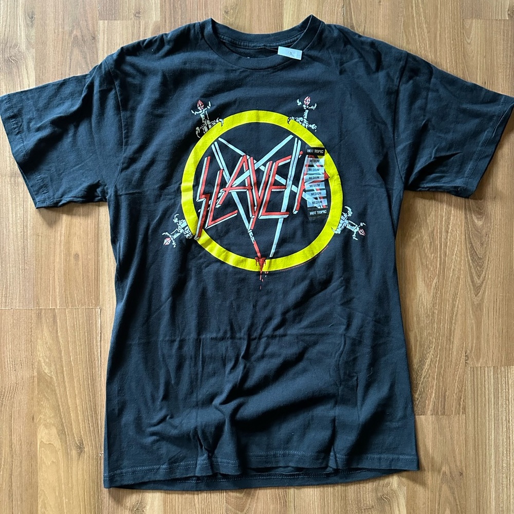 NWT Slayer Double Sided Graphic Tee Size Medium Black T-Shirt Hot Topic 🖤🆕